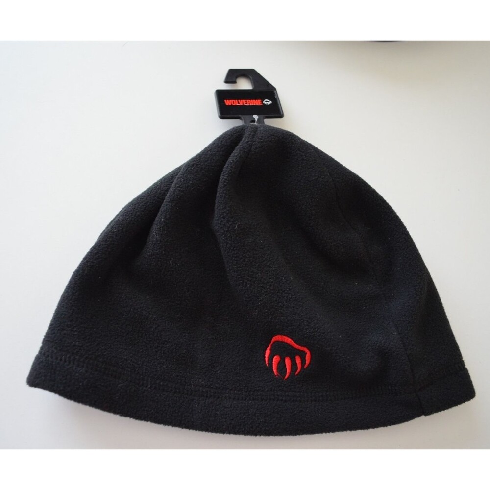 Wolverine Unisex Lined Fleece Beanie Hat Cap Black Polyester NWT OSFM